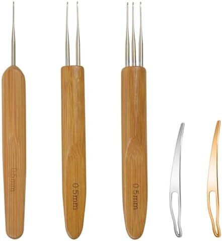 5 Pieces Dreadlock Crochet Hooks for Hair, Loc Needle Interlocking Tool for Braid Craft (0.5mm)