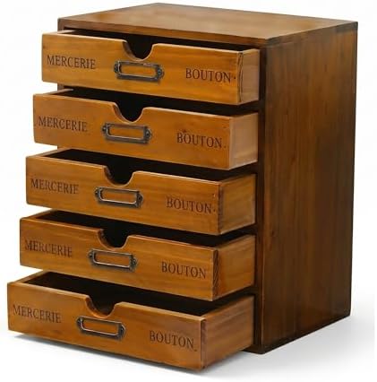 Vintage 5-Drawer Wooden Desk Organizer - Craft Storage - Rustic Shelf Drawer - Home Bedazzling, Rhinestone Organizers and Accessories - Embroidery Floss - Apothecary Cabinet, Art Storage I Stackable