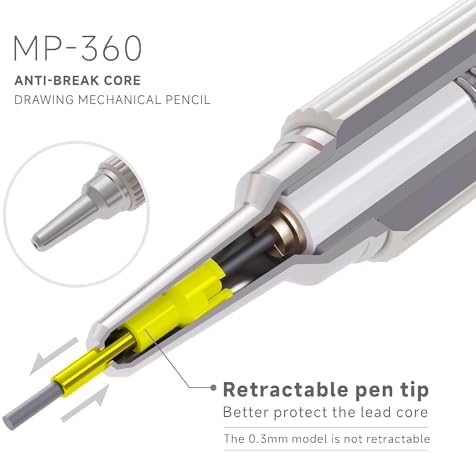 languo 0.7mm Mechanical Pencil Set with Case, 4PCS Drafting Mechanical Pencils Kit – 4 Tubes 2B Lead Refills, 3 Erasers, Ideal Pencil Set for Writing & Drawing