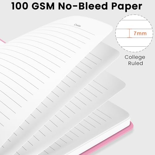 Lined Spiral Journal Notebook, A5 College Ruled Notebook for Note-Taking