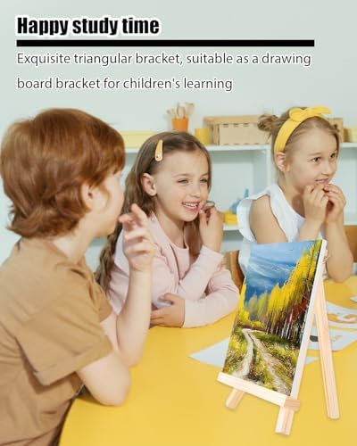 Painting Easel, 12 Pack Wooden Table Top Easels Wooden Easel for Painting, Portable Canvas Photo Picture Sign Holder (Orignal, 7.1 "L x 9.4 "H)