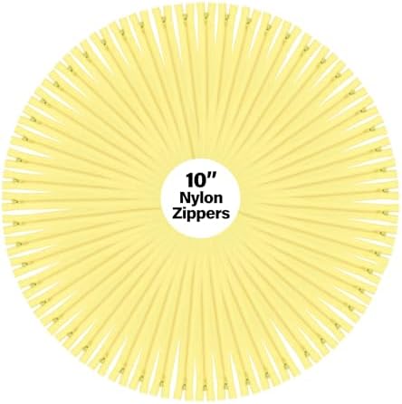 Mandala Crafts 100 PCs Butter Yellow 10" Nylon Zippers for Sewing