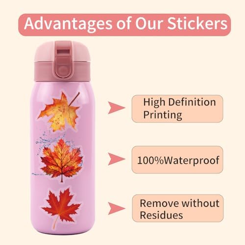 60 Pieces Maple Leaf Transparent Stickers for Scrapbooking, Fall Autumn Leaves Stickers Supplies Journal Stuffers for Adult Card Making Letters DIY (Leaf)