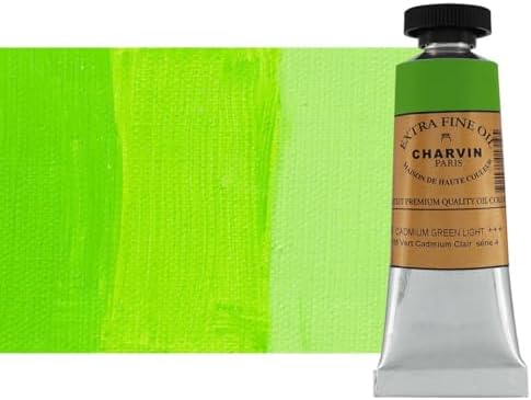 Charvin Extra Fine Oil Paint, Cadmium Green Light 20 mL - Triple-Milled, Rich Texture, Poppy Oil-Based, Light-Fast, Handmade, Archival Quality