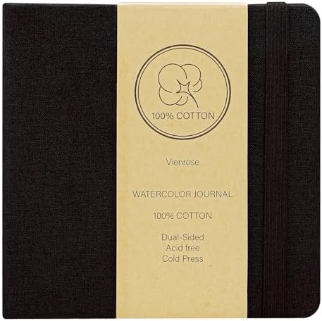 Vienrose Watercolor Sketchbook Journal 5.5x5.5 Inch 24 Sheets Black