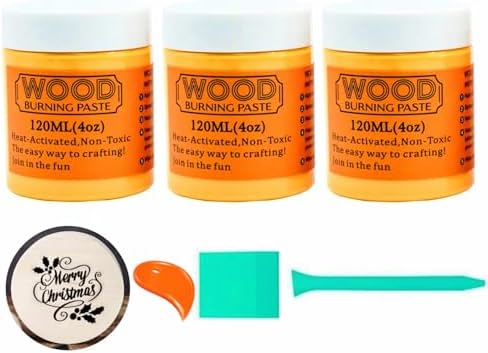 DGAGA 3*4OZ Wood Burning Paste Wood Burning Gel for Heat Gun Heat Activated Paste for Craft Chalk Paste for Wood Burning Ecthing Cream & Screen Printing Squeegee Chalk Paint Pen on Wooden,Canvas,Denim