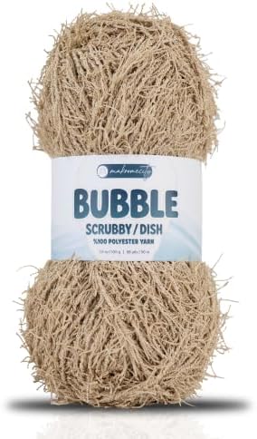 Makromecity Bubble Scrubby Yarn - 100% Premium Polyester Yarn for Crocheting and Knitting - 3.5 Oz (100g), 98 Yds (90m) - Ideal for Dishcloths, Crafting & Bath Washcloths (Mushroom, 1 Skein)