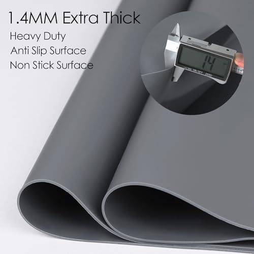 Extra Large Silicone Mat for Kitchen Counter, 31.5x17 Inch Heat Resistant Mat Countertop Protector, Non-Stick and Thick Silicone Pad Silicone Baking Mat for Dough and Pastry, Dark Gray