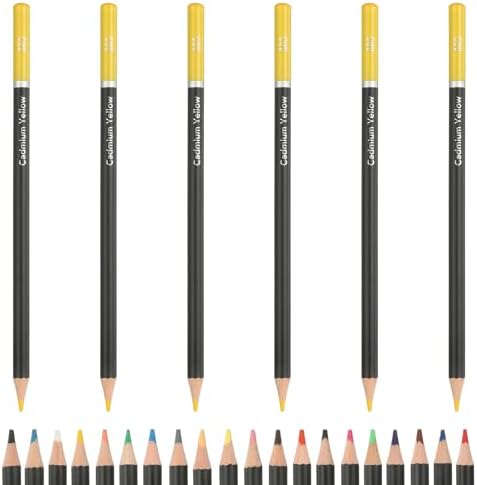 PATIKIL Colored Pencils, Yellow Color Drawing Pencils with Oil-Based Cores Art Scrapbook Supplies for Adult Coloring Books Artists Beginners Drawing Sketching, 6 Pcs