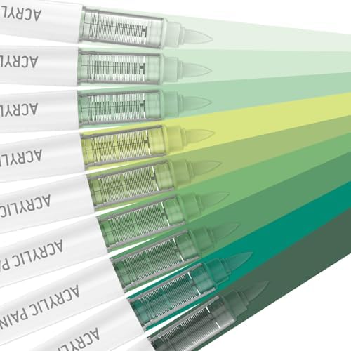 Nature Greens 9 Colors Acrylic Paint Markers Set for Art Painting, DIY Crafts, Wood, Glass, Canvas & More