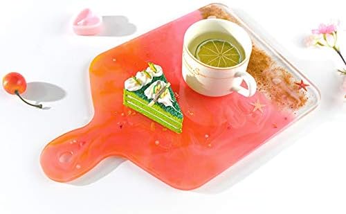 FUNSHOWCASE Cheese Board Epoxy Resin Silicone Molds with Handles and Holes for Serving Tray, Platter, Rectangle, Round, Large 12inch