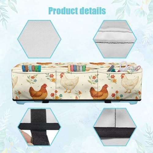 Binienty Cutting Machine Maker Cover with 3 Pockets for Home Accessories Organizer - Boho Rooster Scrapbooking Die-Cut Machine Covers with 3 Storage Pocket Wear Resistant to Keep Clean