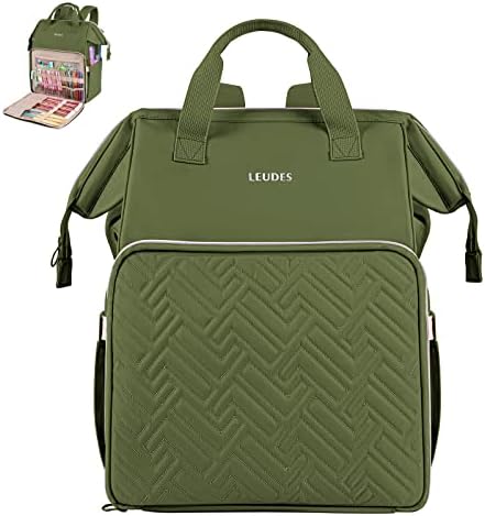 Leudes Knitting Bag Backpack,Yarn Storage Organizer Large Crochet Bag Tote Christmas Gift Yarn Holder Case for Carrying Projects,Knitting Needles (Army Green)