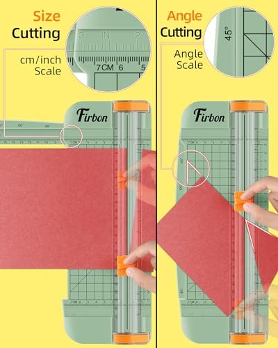 Firbon A5 Paper Cutter, Small Straight Paper Trimmer with Side Ruler | Morandi Compact Design | Cuts Photo, Cardstock, Labels & Coupons | Portable Desktop Slicer | Scrapbooking & Craft Projects