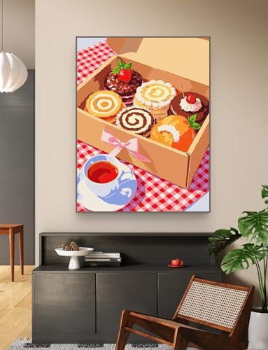 ZRIZQ Paint by Numbers Kit for Adults Beginner,Dessert,16x20