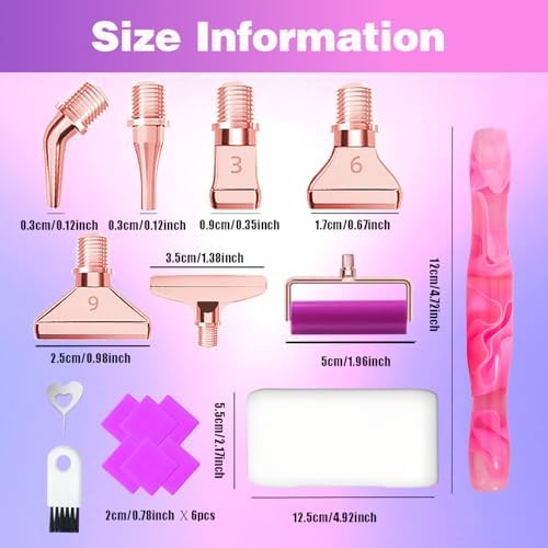 Huanlys Diamond Art Pens Tools Diamond Painting Accessories Kits with Screw Steel Rose Gold Metal Tip Nibs Placers Roller Tool Accessories (Pink Gold)
