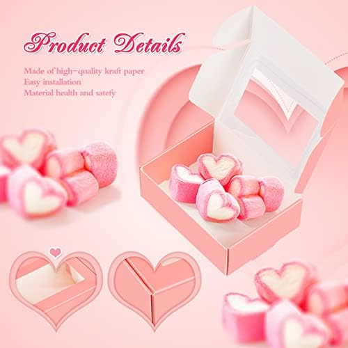 Zonon 30 Pcs Soap Boxes for Homemade Packaging, Mini Kraft Boxes with Window for Bakery Candy Soap Making Gift Packaging, 3.7x2.6x1.4 Inch (Pink)