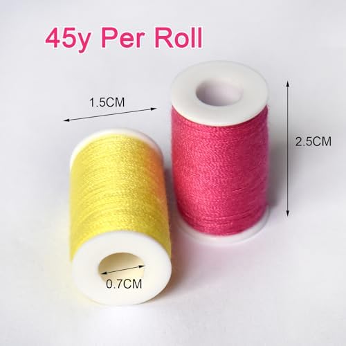 All Purpose Sewing Thread Set - 42 Assorted Rainbow Color Series and White Black Handy Polyester Thread Kit Includes 9 Hand Needles, 2 Needle Threaders, Suitable for Hand and Machine Sewing