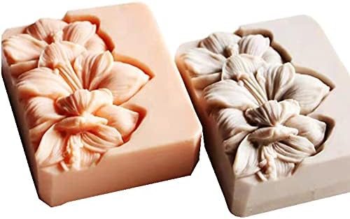 Lily Flower Soap Mold Pretty Flower Soap Silicone Mould for Handmade DIY Soap Making Lotion Bars Scented Candles Resin Crafts Aromatherapy Gypsum Moulds Cake Ice Cube Molds