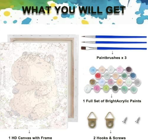 Paint by Numbers Kit for Adults-Capybaras, DIY Canvas Oil Painting 10x12In