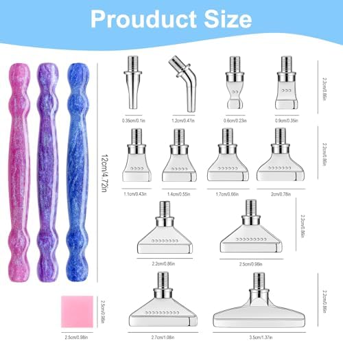 24pcs Diamond Art Pen Set with Metal Tips, Diamond Painting Accessories and Tools Kit for Adults(Three Pen + 12 Tips + 9 Dotting Clay)