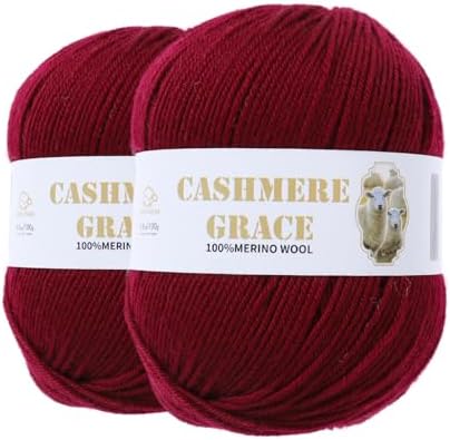 100% Pure Natural Merino Wool Yarn (4ply) - Each Ball 3.5 OZ/Approximately 320 Yards - Hand-Knitting/Crochet/Knitting - Soft and Non-irritating [2 Ball Set] (Fuchsia)