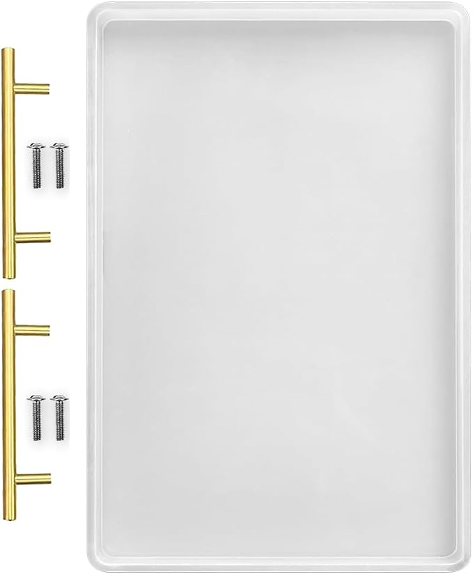 RESINWORLD 14" x 9" x 0.5" XL Large Rectangle Mold, Deep Serving Tray Mold with Handles, Wedding Flower Mould for Resin