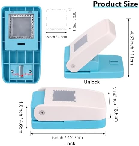 2 Pcs Stamp Punch, 1.5x1.25inch Large Rectangular Postage Stamps Punches & 1X0.8 inch Stamp Puncher, Lever Paper Punches for Crafting, Craft Hole Puncher Stamps for Paper Crafting DIY Scrapbooking