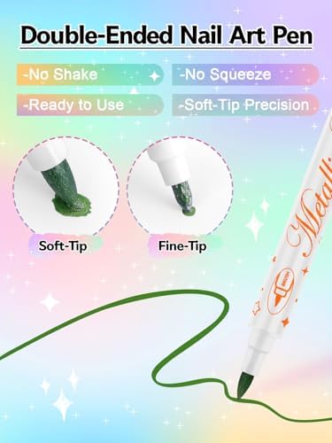 12 Colors 3D Nail Art Pens Set Kalolary Double-headed Nail Point