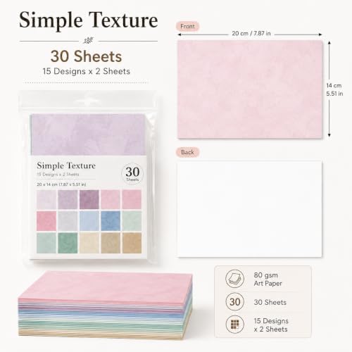 30 Sheets Simple Texture Scrapbook Paper, Aesthetic Craft Paper for Journaling, Card Making, Gift Wrapping and DIY Collage
