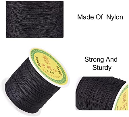 150 Yards 0.5mm Black Nylon Cord Chinese Knotting Cord Friendship Bracelet String Nylon Beading Thread for Kumihimo Necklace Jewelry Tassels Craft