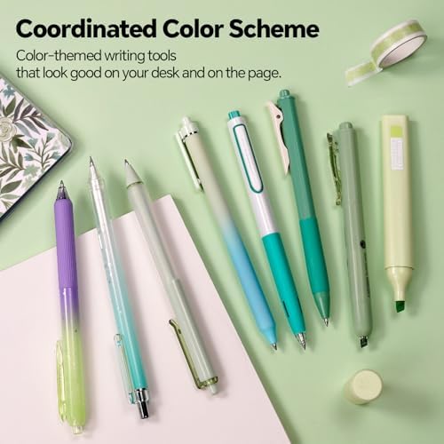 WRITECH Gel Pens Journaling Highlighters: Green Pastel All-in-One Set 8ct