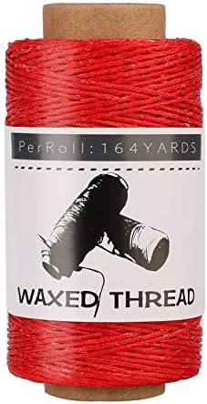 Jupean Waxed Thread for Leather Threads Red Thread Leather String Cord