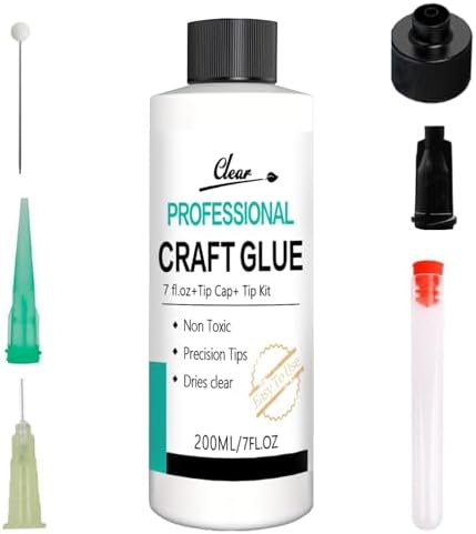 Craft Glue & Precision Tips, Bottles with Fine Tip, Quick Dry Clear, Strong Tacky Glue, Fabric Adhesive Permanent for Paper Crafting Scrapbooking/Etc (7OZ)