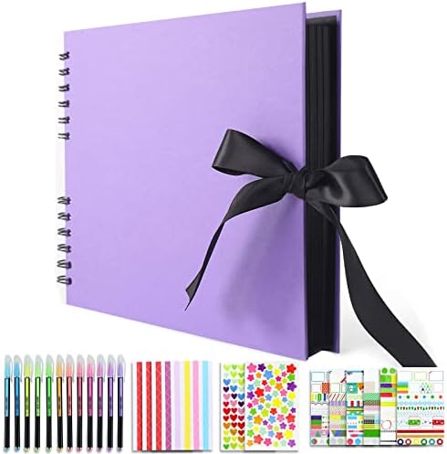 Vienrose Scrapbook Album 80 Pages 11x8 Inch Black | Kraft Paper, Diy Photo Album With Accessories, Memory Book, Wedding Birthday Travel Valentine