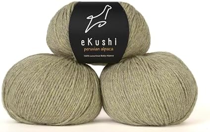 100% Baby Alpaca Yarn for Knitting & Crocheting - Set of 3 Skeins of Premium Yarn DK - Lightweight, Hypoallergenic & Thermal Peru Made - Ideal for Delicate Projects (M723 - Moss Green)