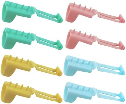 8 Pieces Adjustable Plastic Crochet Tension Rings, DIY Handmade Woolen Sweater Knitting Tool, Thread Finger Separator, Used for Crochet DIY Craft Accessories (Green, Blue, Yellow, Pink)
