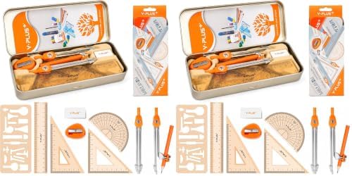 YPLUS Geometry Set, Protractor and Compass Set for Students, 11Pcs (Pack of 2)