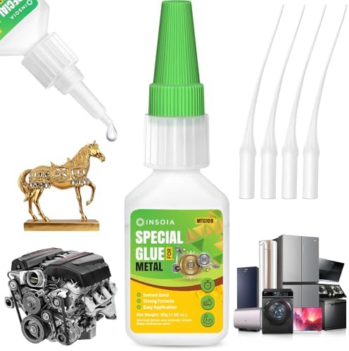 INSOIA Super Metal Glue Clear, 20g, Strong Bond, with Precision Tips