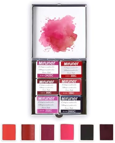 Mini Portable Handmade Artist Watercolor Paint,6 Colors Solid Watercolor