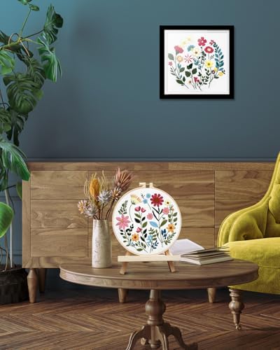 TINDTOP Embroidery Kit for Adult, Owl Embroidery Kit for Beginners Include Embroidery Cloth Hoops Threads for Craft Lover Hand Stitch with Embroidery Skill Techniques (Florals)