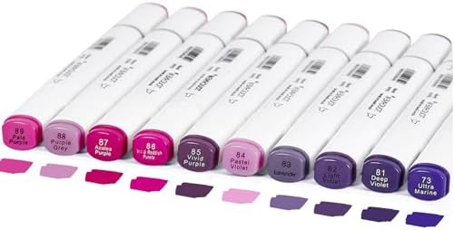 10Pcs Alcohol Markers Pure Color Series,T6 Upgrade Dual Tip Art Solid Color Markers Set for Adults Beginner Drawing Sketching DIY Crafts (Purple)