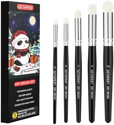 GETHPEN Drybrush Paint Brush Set, 5 Sizes Hobby Detail Paint Brushes
