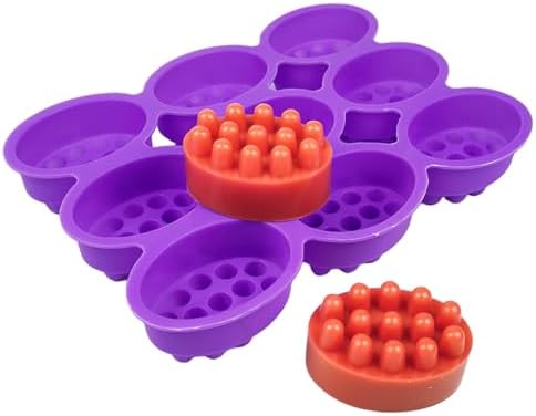 Massage Soap Molds, Nonstick & Free 9 Cavity Oval Silicone Massage Soap Making Molds for DIY Homemade Craft