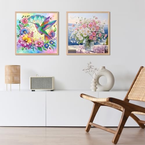 Bloomthread Hummingbird Diamond Painting Kits for Adults – Partial Drill Diamond Art Painting Kits for Holiday Gifts and Home Decor 12x12 Inches (Hummingbird)