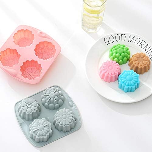 Craftdady Silicone Soap Mold 4 Cavities Flower Moulds Trays, 2 Pack for Handmade Craft Biscuit Candy Chocolate Fondant Jelly