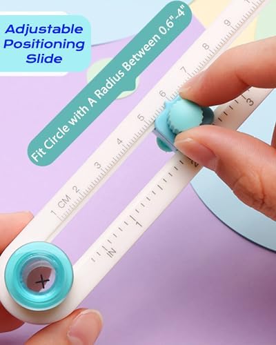 Oythiem Circle Cutter Tool for Paper Crafts - Rotary Cutter Round Cutting Knife with 3 Replaceable Blades for Scrapbooking, Card Making, Art And Diy Crafts, Fits Circles with A Radius Between 0.6"-4"