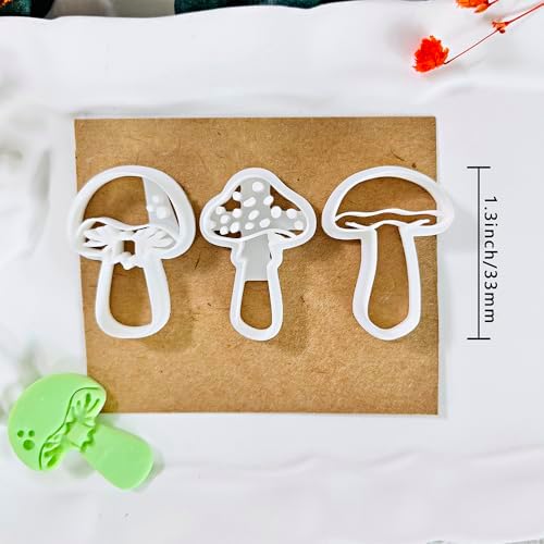 Xaekicr 3pcs Mushroom Clay Cutters – Polymer Clay Cutters for Earrings, Textured Clay Molds, Clay Tools for Polymer Clay Jewelry Making