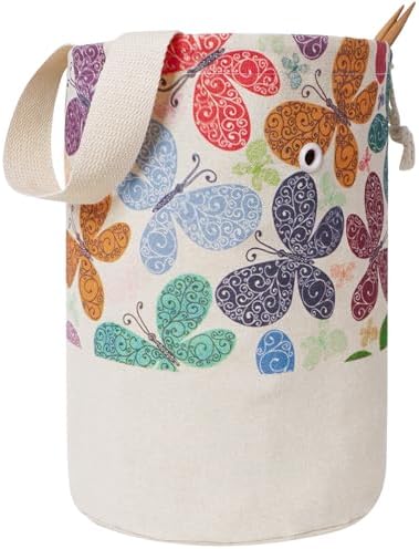 TOGETRUE Yarn Bag, Knitting Crochet Bag, Portable Yarn Storage Bags Organizer for Crocheting Project, Store Skein Ball, Short Knitting Needle (Medium, Butterfly)