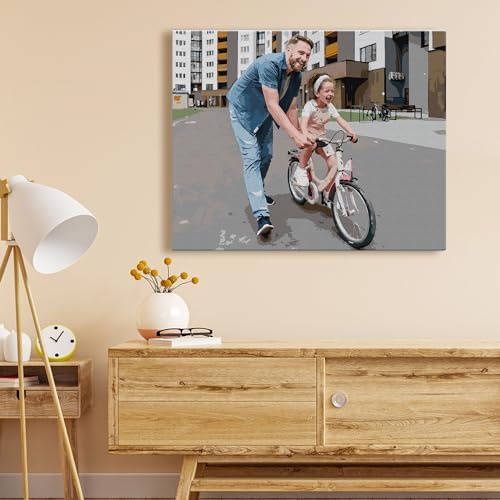 Dazella Custom Father's Day Gifts,Paint by Number from Photo,Personalized Dad Gifts for Dad from Son Daughter Unique,DIY Canvas Paint by Numbers for Beginners